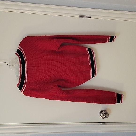 LOVE BY CHESLEY V-Neck Preppy Academia Schoolgirl Varsity Sailor Sweater - Picture 3 of 6